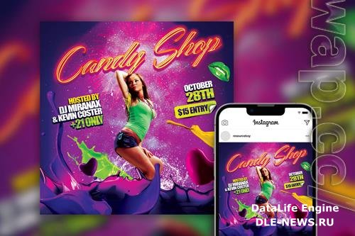 Colorful Splash Girls and Drinks Party Instagram Post Template Beautiful PSD