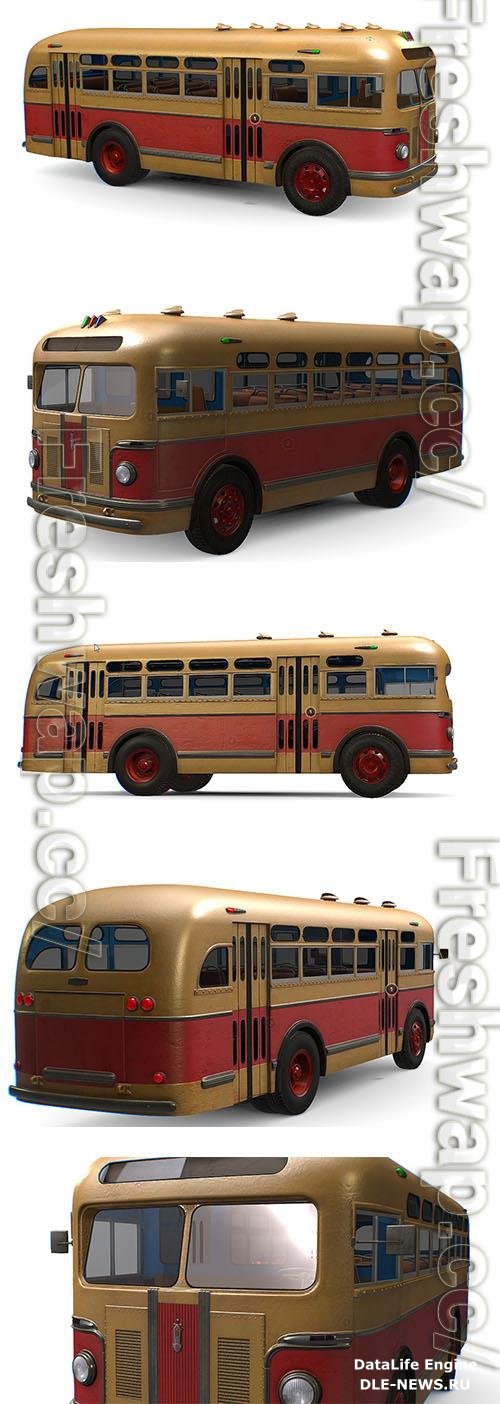 Retro USSR Soviet Vintage ZIS 155 154 City Bus PBR 3D Models