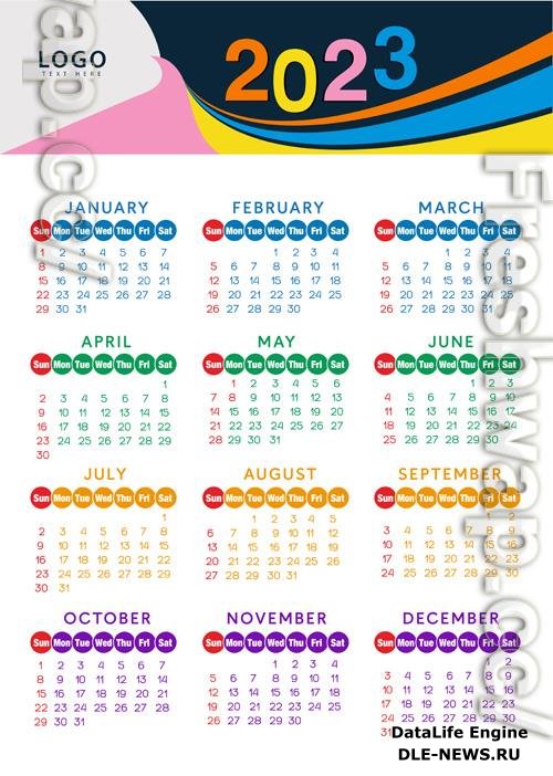 2023 calendar year vector illustration vol 1