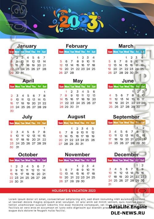 2023 calendar year vector illustration vol 2