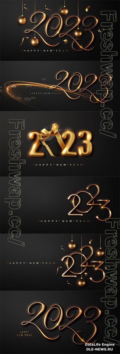 Golden vector luxury text happy new year gold festive numbers design