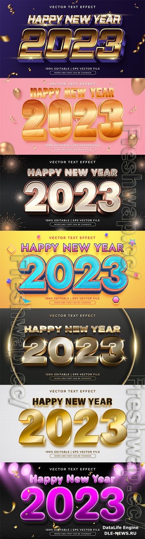 Gold new year 2023 editable text effect vector template