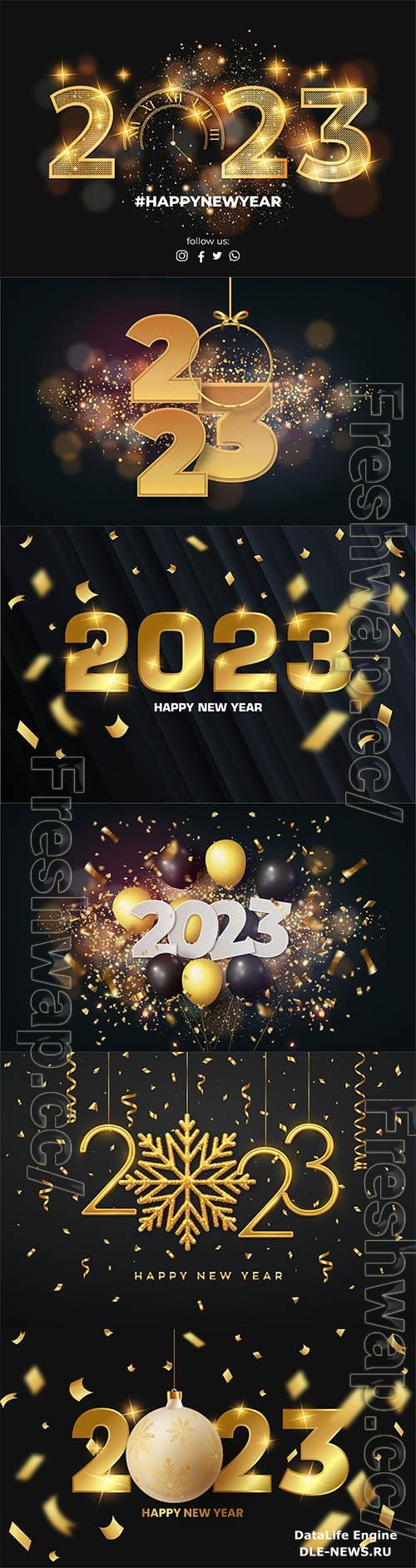 Happy new year black vector background with golden style