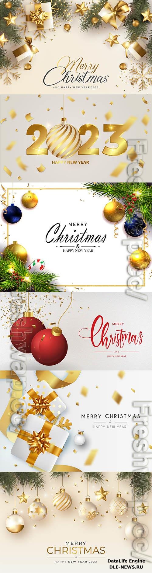 Christmas and new year 2023 vector template