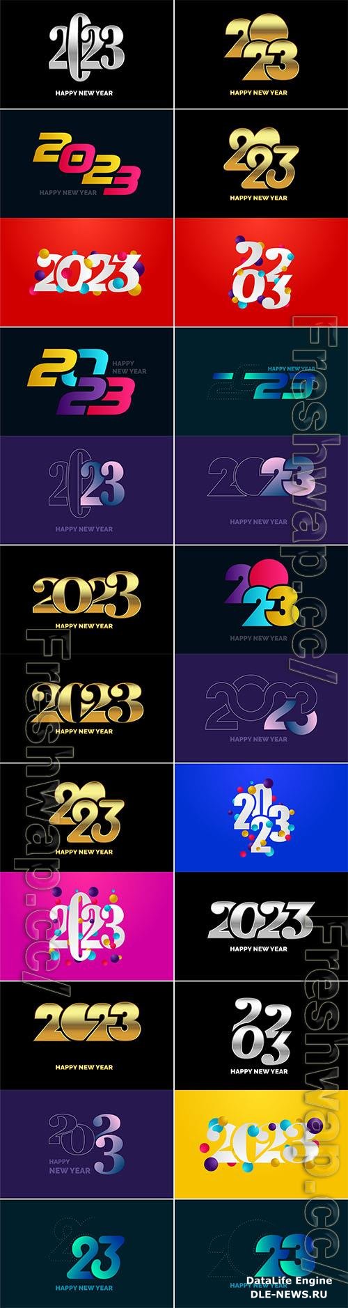 Big set of 2023 happy new year logo text design