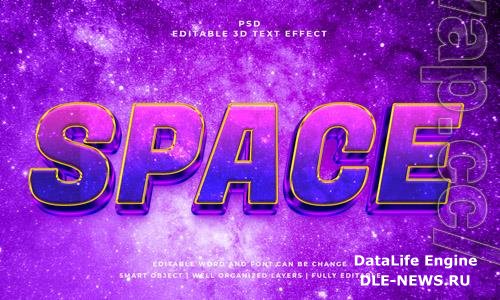 Space 3d psd editable text effect with background