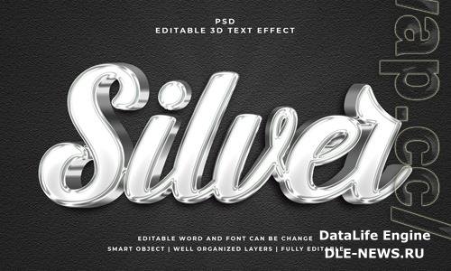 Silver 3d editable psd text effect with background