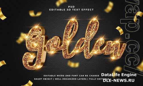 Golden editable psd 3d text effect premium with background