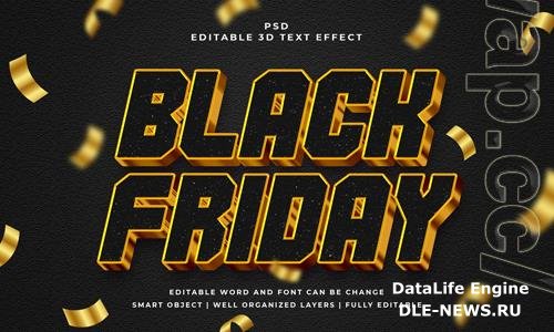 Black friday 3d editable psd text effect with black background