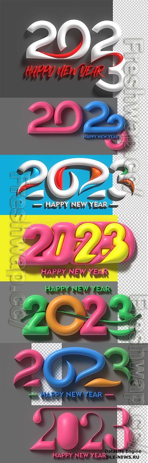 2023 happy new year 3d render text typography design banner poster 3d illustration