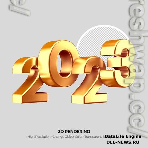 Realistic golden 2023 number 3d rendering