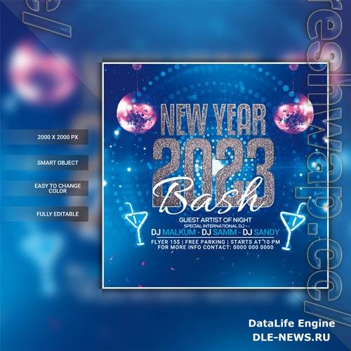 New year 2023 party flyer template psd