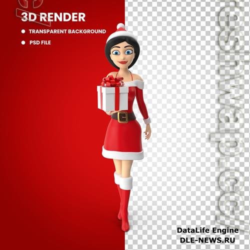 Christmas girl santa psd