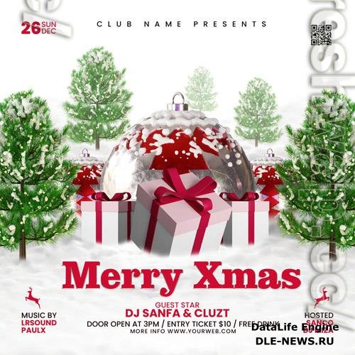 Christmas psd party flyer social media template