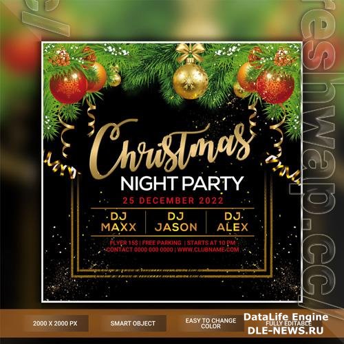 Christmas night party flyer template psd