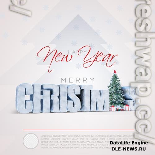 Christmas 3d rendered social media template with transparent background