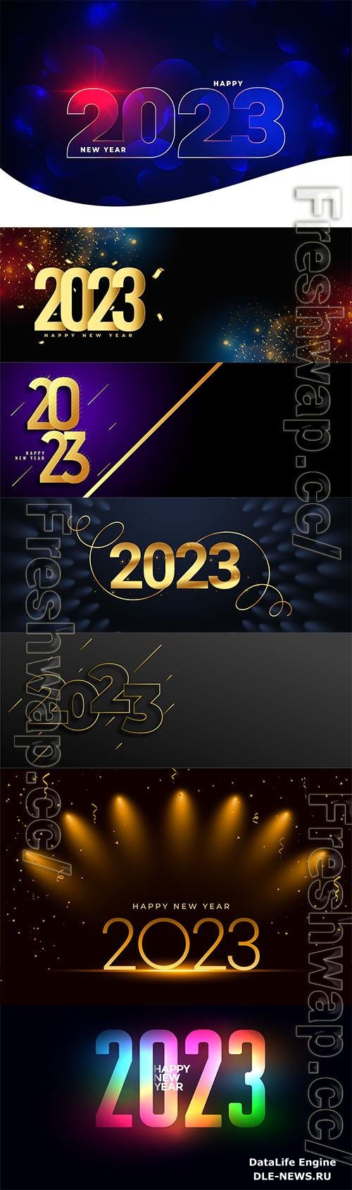 Golden 2023 text with spot light effect for new year banner