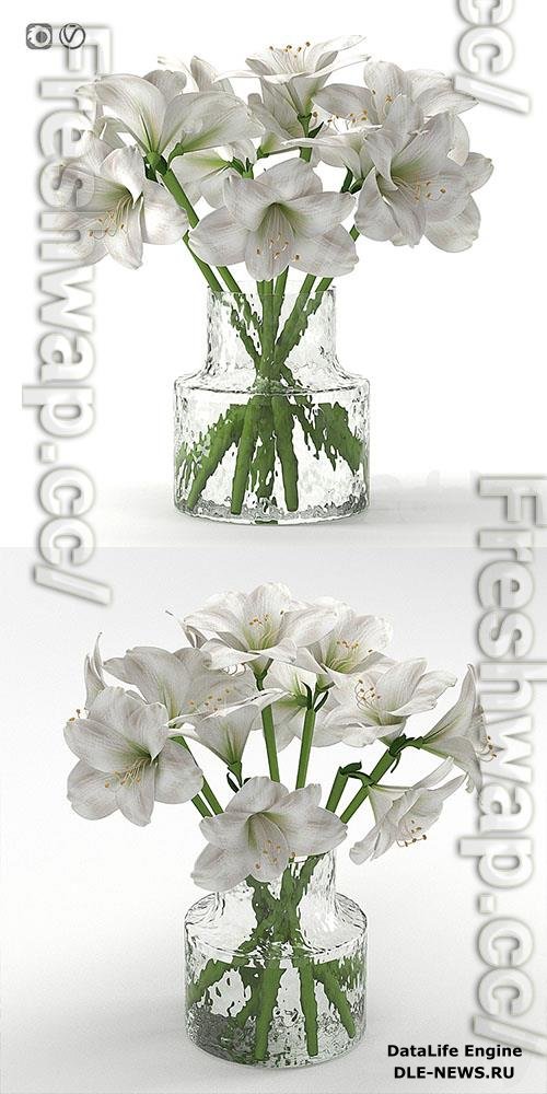 Bouquet 16, White lilies 3D Models