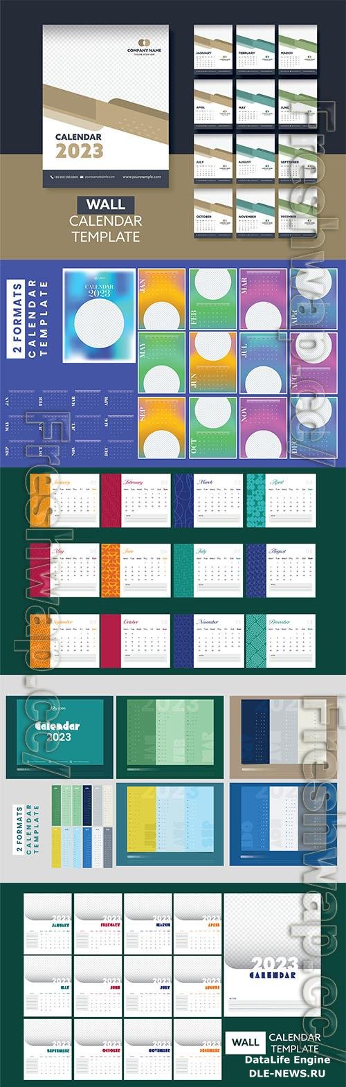 Calendar 2023 colorful design template for happy new year