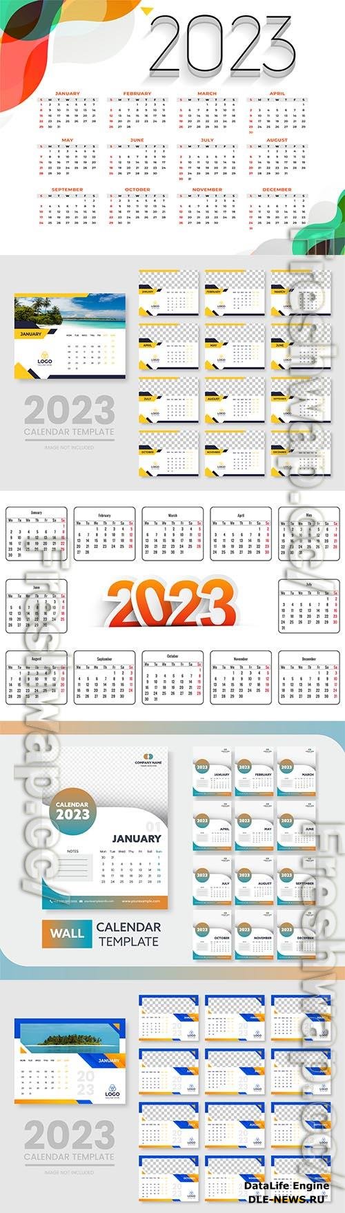 Abstract 2023 calendar template design