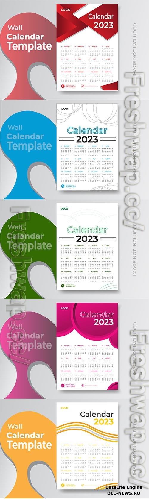 2023 calendar colorful design template for happy new year