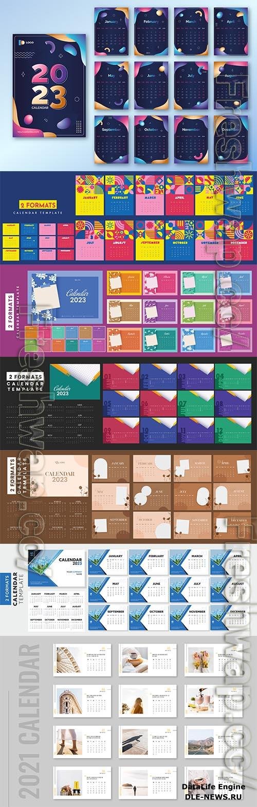 2 formats complete set of 12 month 2023 calendar template layout for publishing