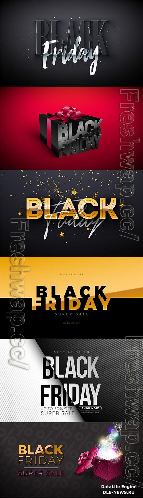 Vector black friday sale design with glowing light lettering