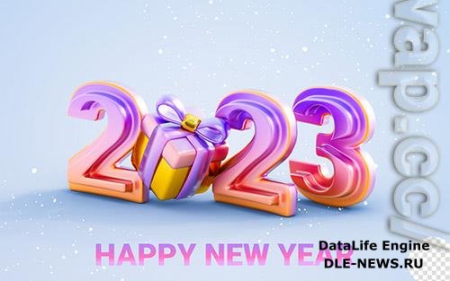 Happy new year 2023 banner template design with giftbox 3d render concept for new event coming (2)