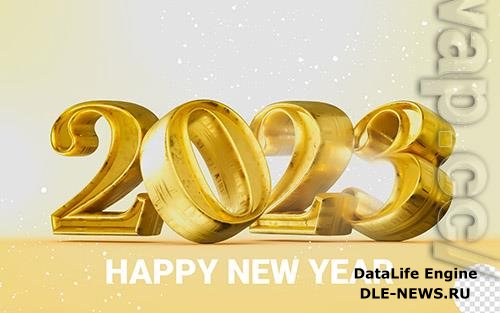 Gold Happy new year 2023 banner template 3d design