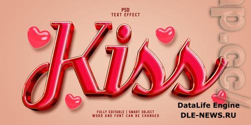 Kiss elegant 3d realistic psd text effect style template