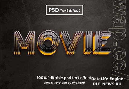 Movie 3d editable psd text effect