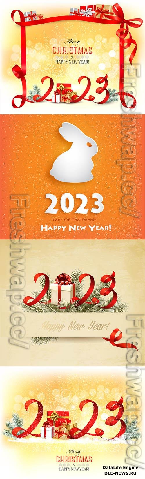 2023 happy new year holiday background with rabbit