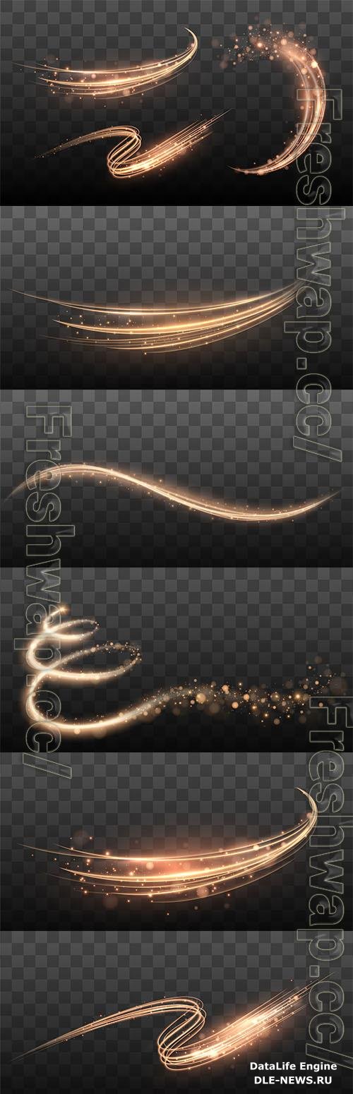 Vector shining magic lines, glowing trail wave vector light effect vector illustration