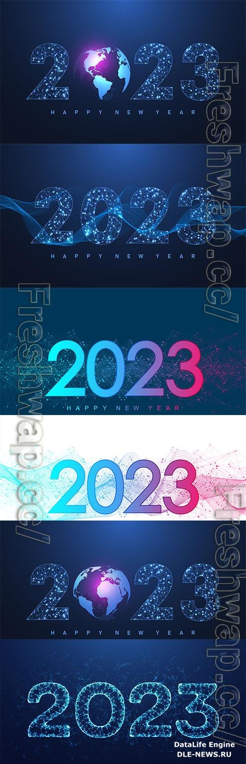 Modern futuristic technology template for merry christmas and happy new year 2023